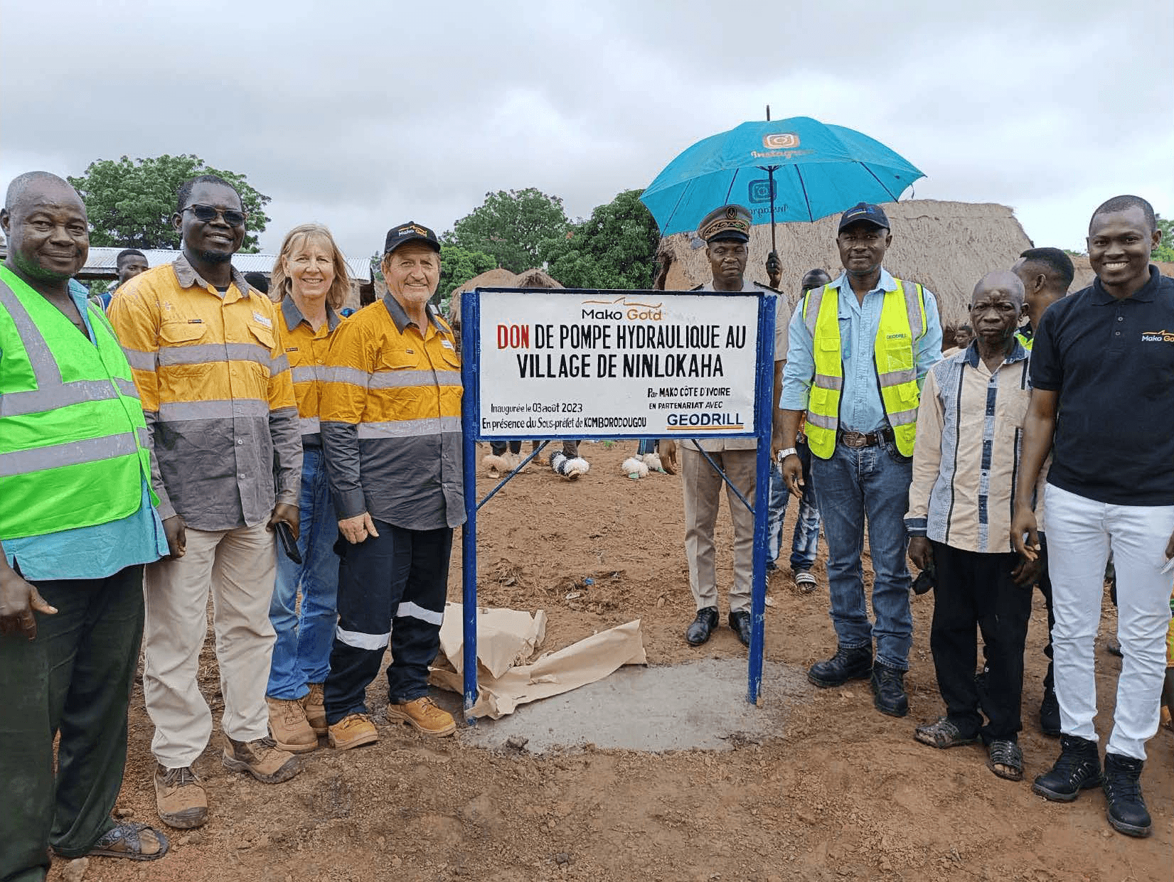 Borehole sponsorship 50/50 in partnership with Mako Gold for the Ninlokaha village community – August 2023