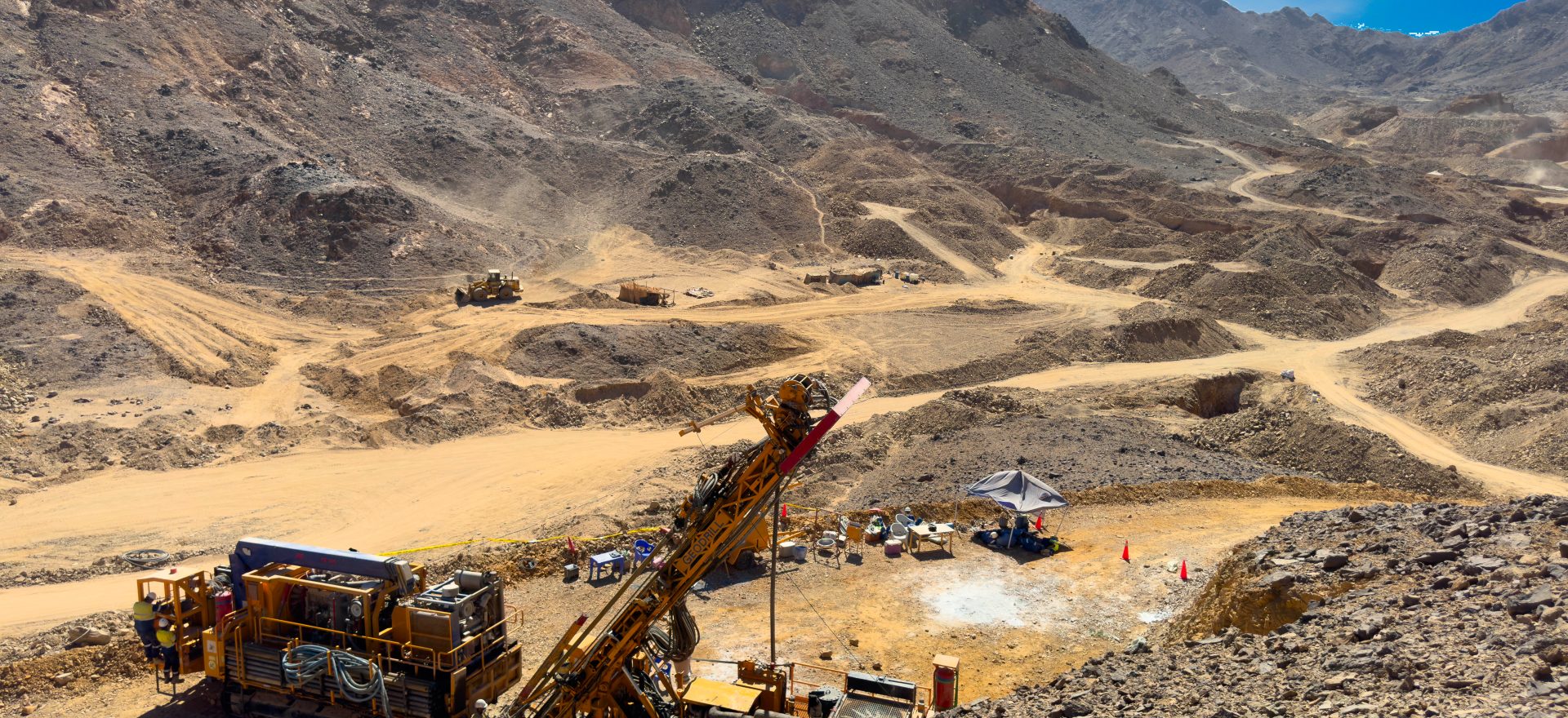 Geodrill Egypt drilling operations and desert mountain terrain